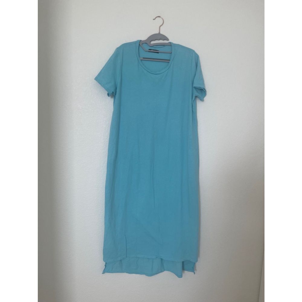 Michael Lauren Augustus T Shirt Asymmetrical Midi Dress In Blue NEW